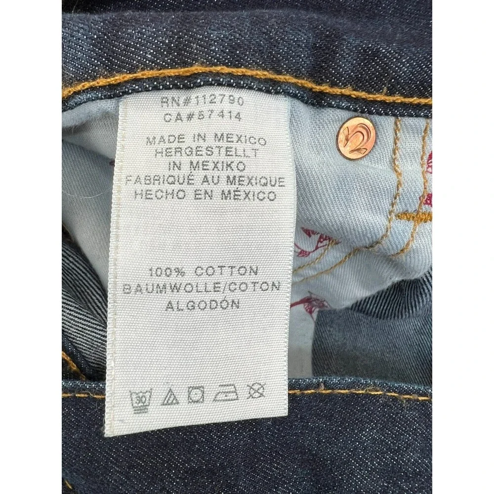 TRUE RELIGION Mens 42 (38x32 Act) Straight Flap Red Orange Blue World Tour Jeans